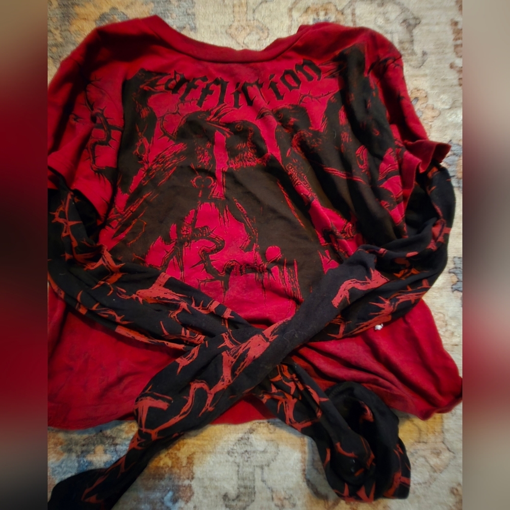Affliction Crimson and Ebony Graphic Long Sleeve Shirt